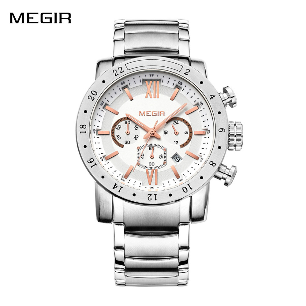 Electronics Gadgets For Men - MEGIR Edelstahl-Freizeituhren für Herren, wasserdicht, leuchtendes