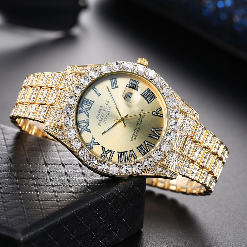 Electronics Gadgets For Men - Herren-Quarzuhr Luxus-Stahlband Voll-Diamant Sternenhimmel Herren-Business-Armbanduhr Hochwertige